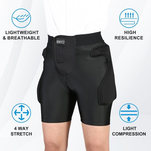 3D Protection Padded Shorts, Hip Butt Tailbone Crash Pad Pants, Impact Protective Gear for Figure Skating Snowboarding Ski Roller Skateboard (Black, X-Large)