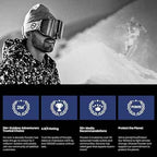 Powster Ski Goggles Snow OTG Snowboard Goggles Magnetic Interchangeable Lens Frameless UV Protection Anti-fog mobile Skating